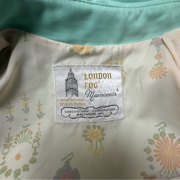 London Fog Vintage Aqua Blue/Green Trench Raincoat. Size 8R - Picture 15 of 16